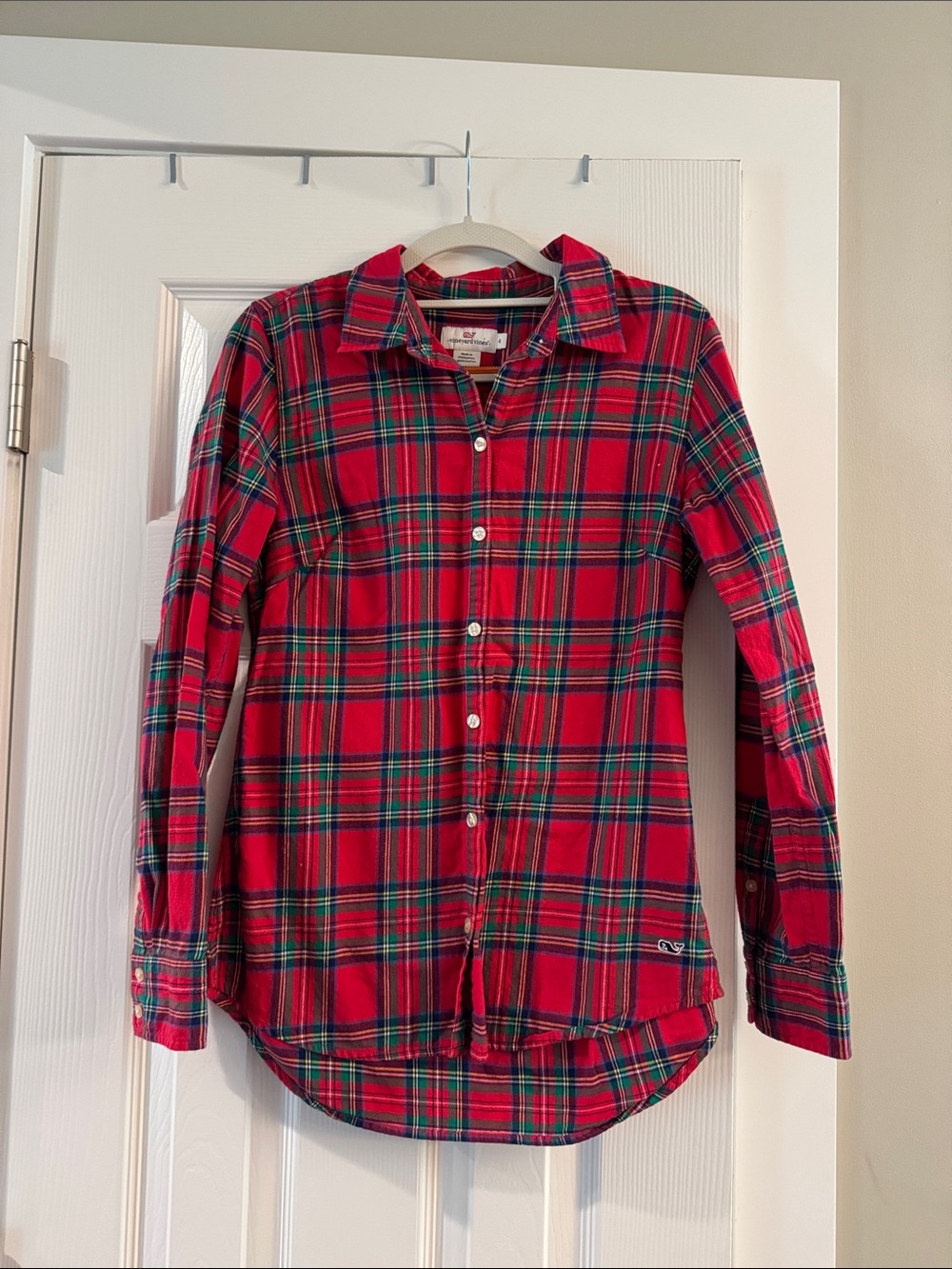Vineyard Vines Flannel Red and Green Plaid Button-Down Shirt